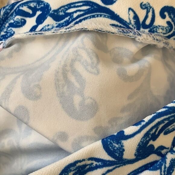 Misguided Blue White Flare Mini Skater Skirt Sz 4 - Picture 7 of 8